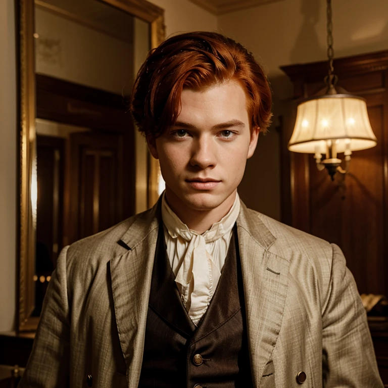 19 year old redheaded Tycoon man in 18th century clothes 