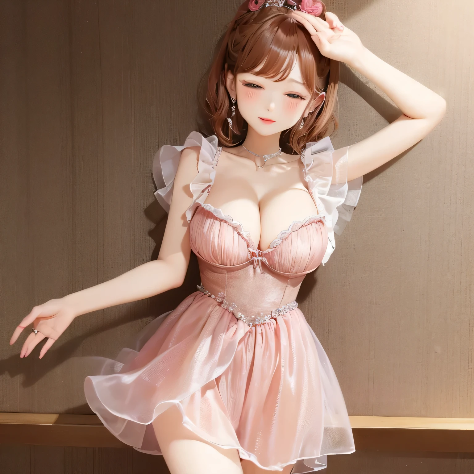woman woman in pink sexy dress,gr3ysh33r