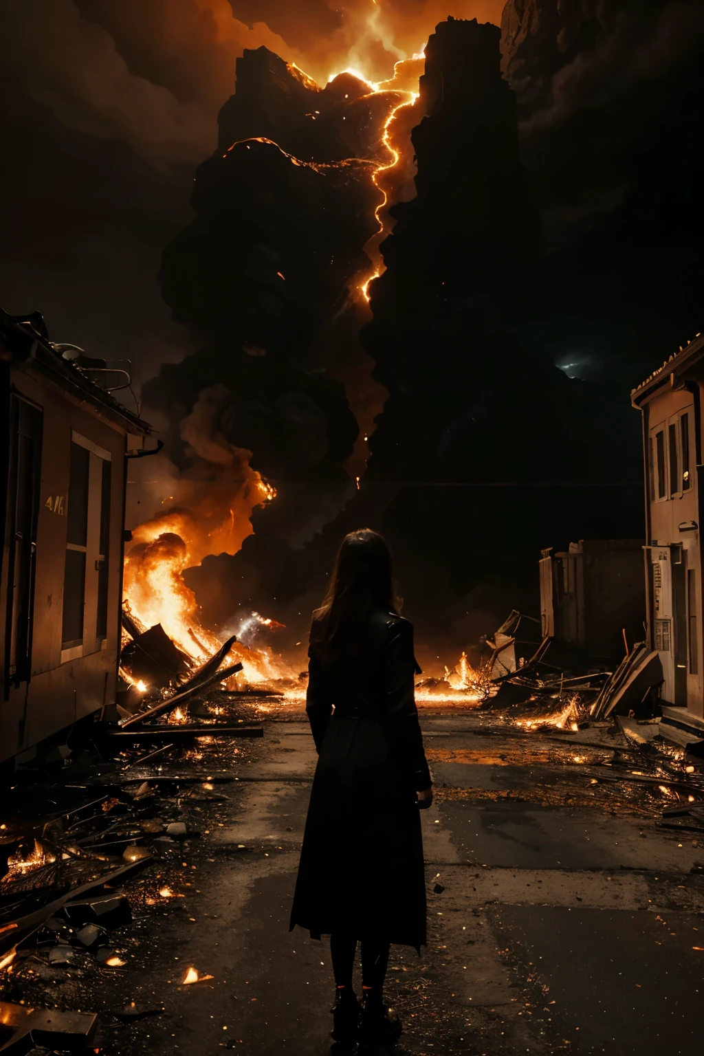 (best quality,4k,8k,highres,masterpiece:1.2),burning Statue of Liberty,destroyed iconic landmark,ruins,smoke and flames,devastation,scorched metal,embers,historical tragedy,fiery inferno,engulfed in flames,ashen remains,portraying the chaos,ravaged beauty,dramatic destruction,apocalyptic,city skyline in the background,dark and ominous atmosphere,ominous glow,shattered dreams,contrast of light and shadow,reflecting on the fragility of freedom,smoldering wreckage,immense loss and sadness,unforgettable tragedy,history in flames,symbol of resilience and hope,everlasting impact,dystopian future, skyline ablaze,ominous clouds,inferno in the Big Apple,ashes and ruins,devastating firestorm,eternal flame of resilience,capturing the essence of chaos,antithesis of freedom,enduring spirit amidst destruction, cinematic masterpiece,cries for help silhouetted against the blaze,chaotic and captivating visuals, timeless reminder of the fragility of civilization,metaphoric representation of turmoil and rebirth,flames dancing menacingly, silhouette of Liberty's torch piercing the darkness,ashen sky, disintegrating liberty,illuminating the night with an eerie glow,surreal and haunting scene,unveiling the hidden stories within the chaos.