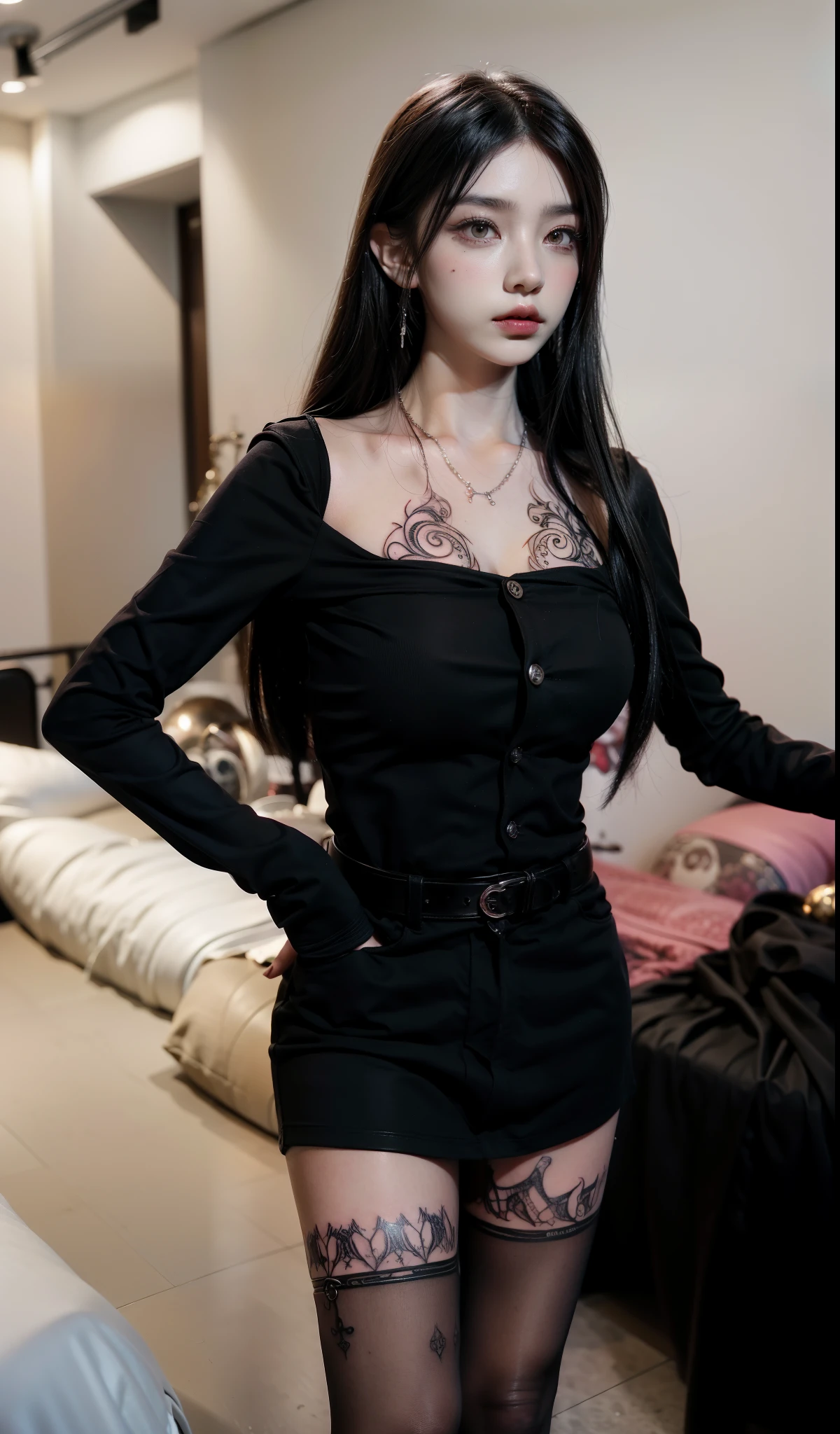 Detailed image quality,pandora witch,wing, succubus theme,堕落Angel,Excellent,scary,secret horror,tentacle,have eyes,uncanny valley effect,little beast blood moon,skeleton,vampire,Hellfire,Dark Queen,Angel,magician magic witch,black tattoo(whole body),The tattoo is very three-dimensional,Gorgeous and intricate tattoo designs,
