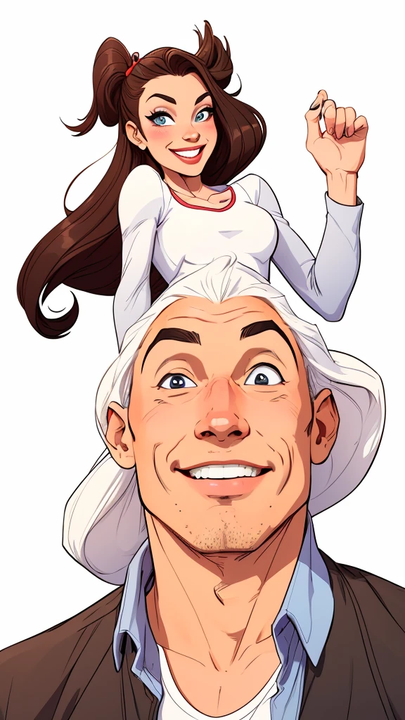 Happy man and woman couple with beautiful smile Cartoon style digital illustration white background 