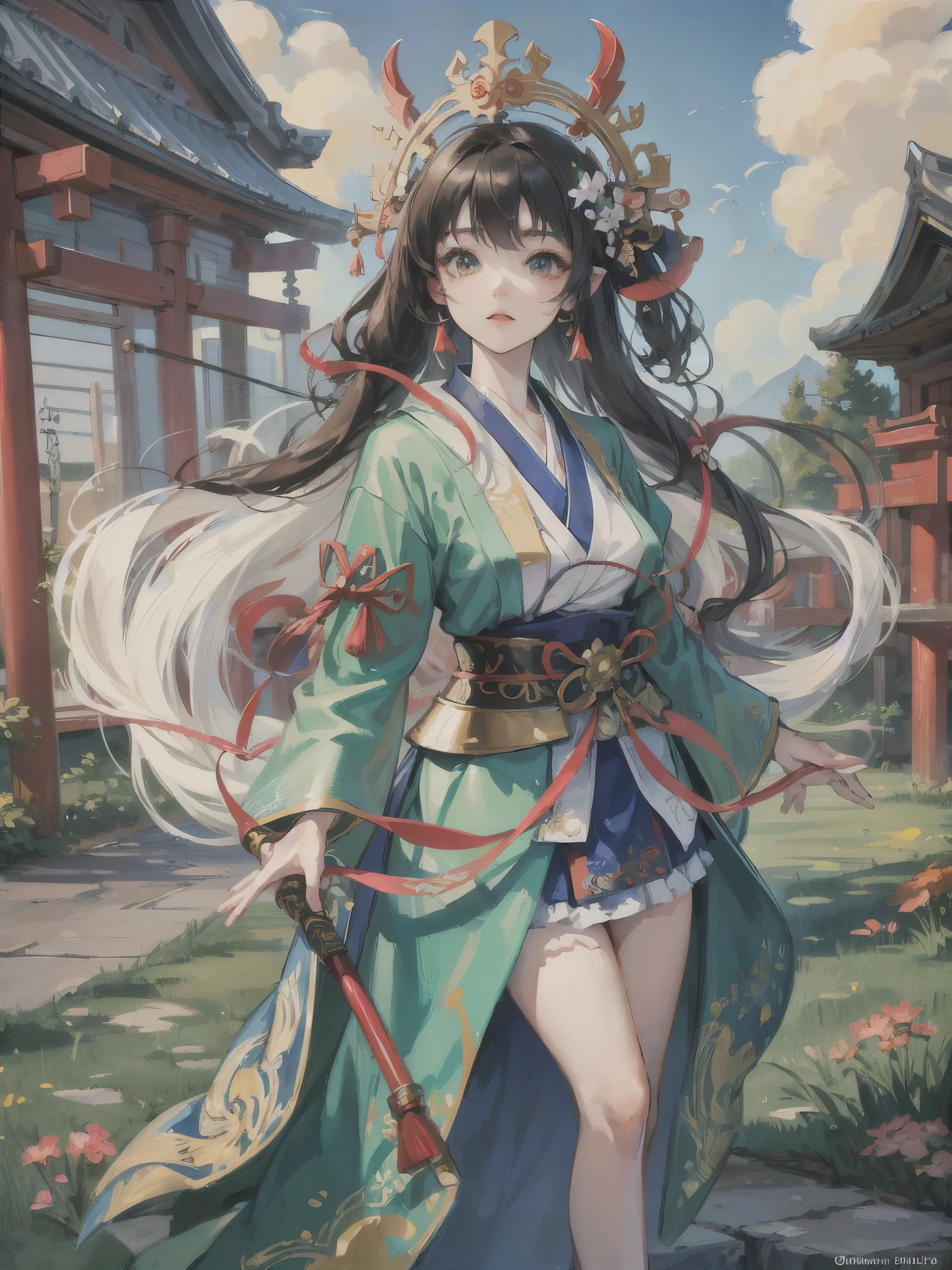 ((highest quality)),(ultra high resolution),(Super detailed),(detailed description),((The best CG)),(best work of art),super precision art,amazing drawing art,(Japanese-inspired fantasy art with intricate detail:1.5), (adult women:1.8),(Shrine Maiden Warrior:1.6),(Armor based on shrine maiden attire:1.6),(naginata:1.4), fantasy, Faint light lantern