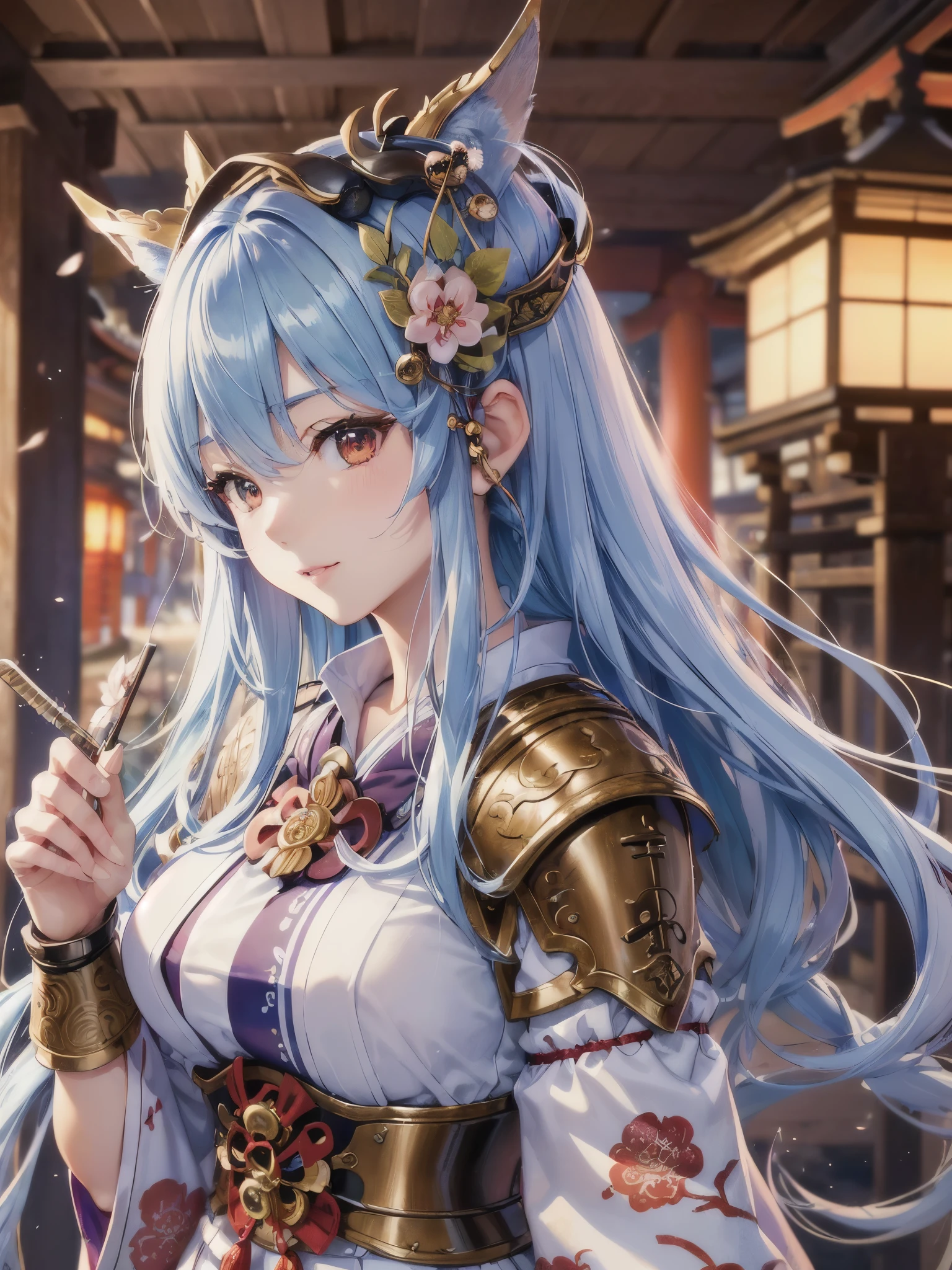 ((highest quality)),(ultra high resolution),(Super detailed),(detailed description),((The best CG)),(best work of art),super precision art,amazing drawing art,(Japanese-inspired fantasy art with intricate detail:1.5), (adult women:1.8),(Shrine Maiden Warrior:1.6),(Armor based on shrine maiden attire:1.6),(naginata:1.4), fantasy, Faint light lantern