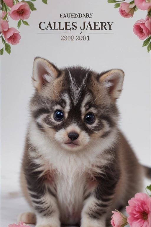 In the calendar with beautiful picture of cute animals 