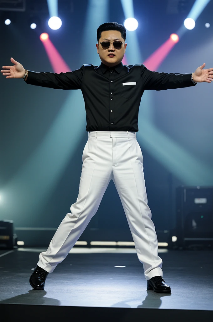 professional detailed photography, Gangnam Style, LucasFilm production, portrait of the Gangnam Style playing, South Korean rapper Psy , complex background 