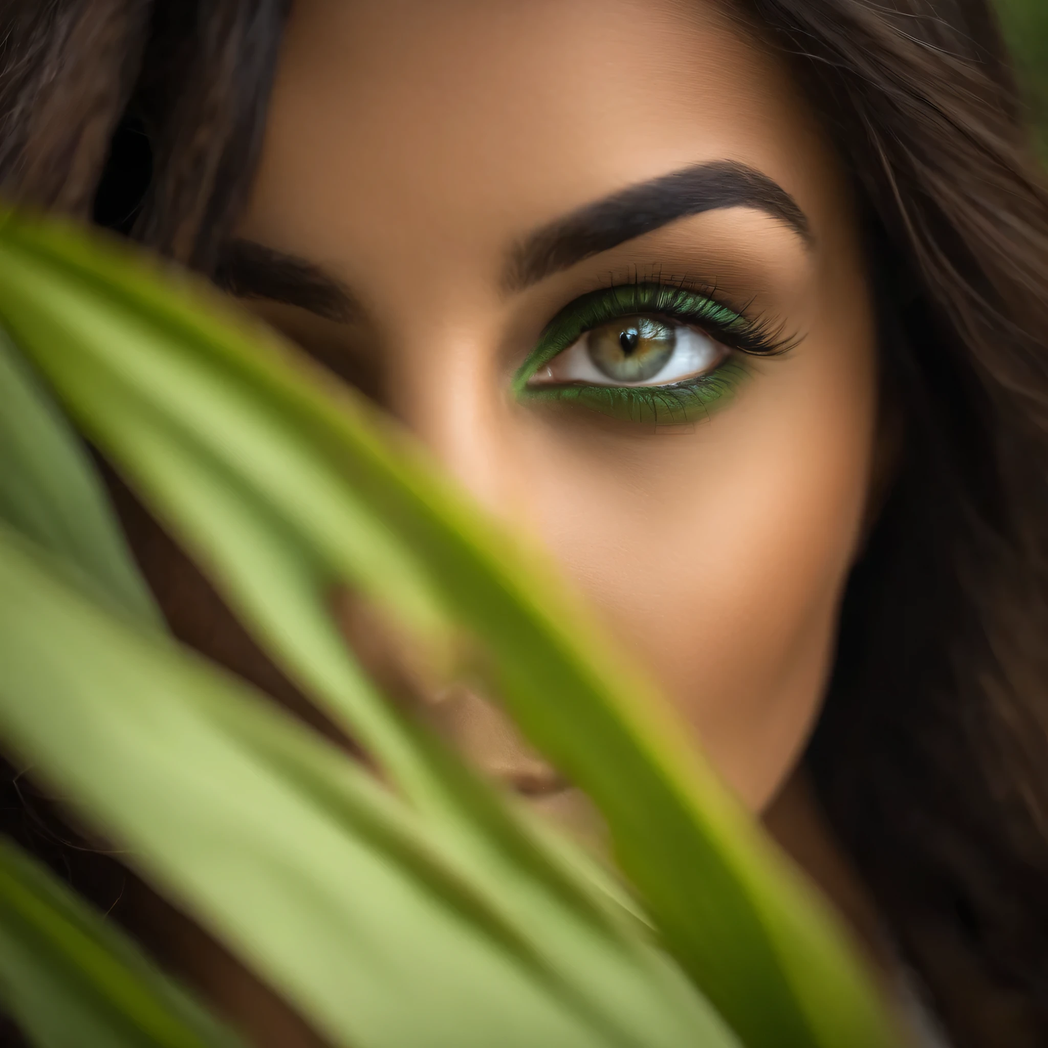 fille brune, yeux vert, latina, 25ans regarde vers la camera, naturel, yeux en amandes nez fins