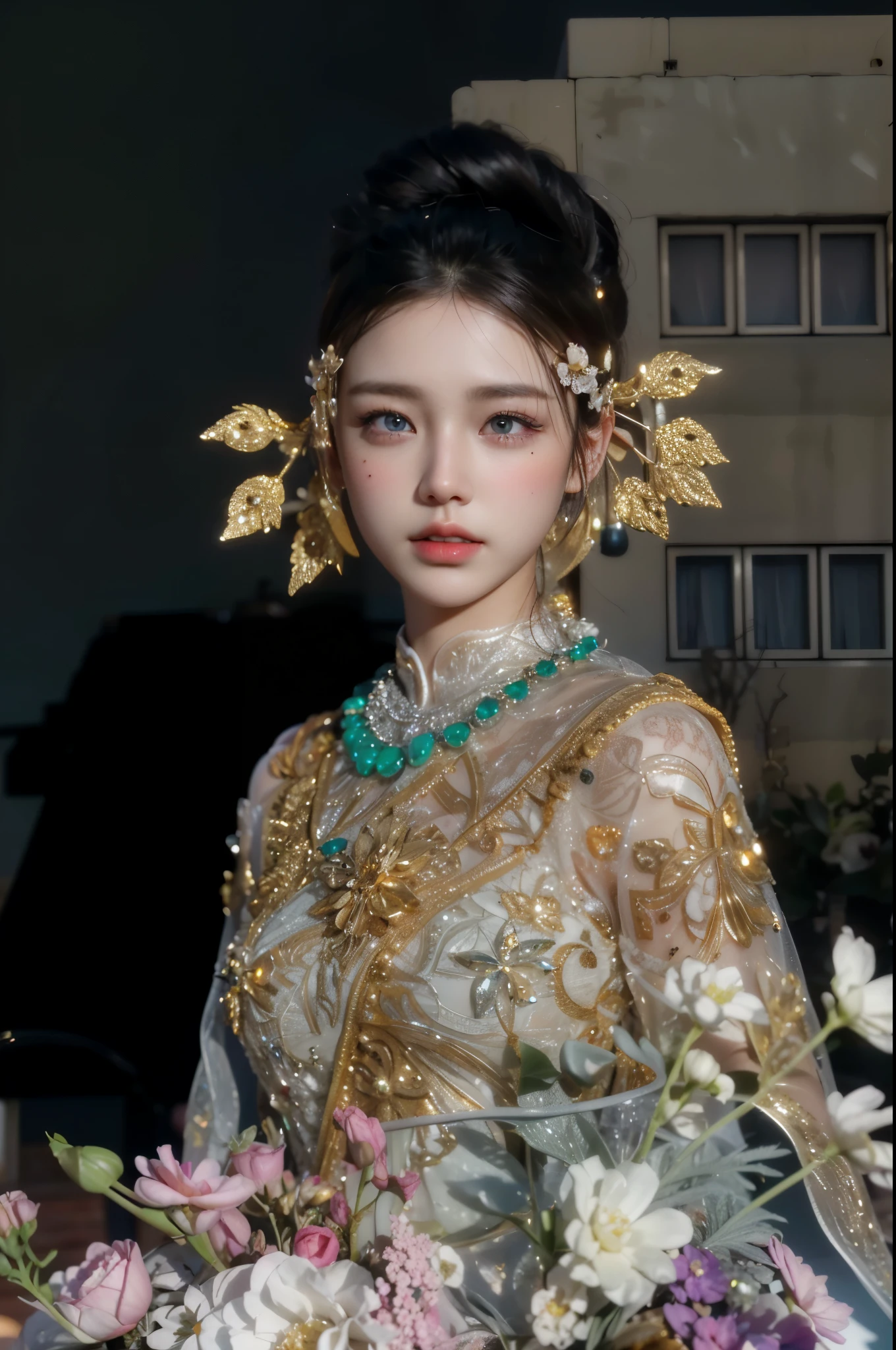Game art,Best image quality,Highest resolution,8K,(A half-length photo),(portrait),(Head close-up),(rule of thirds),Unreal Engine 5 rendering works,20 year old girl,((Queen)),Eyes are very detailed,(big breasts),Elegant and noble,cinema lights,Ray tracing,Game CG,((3D Unreal Engine)),OC rendering reflection pattern,4K,Ultra-clear,Sensual,translucent lace,Fair and plump figure,pretty face,gloss gel coat,身着华贵礼服的Queen,Crystal Gem Crown,Necklace jewelry,blue eyes,black tattoo(whole body),The tattoo is very three-dimensional,Gorgeous and intricate tattoo designs,
