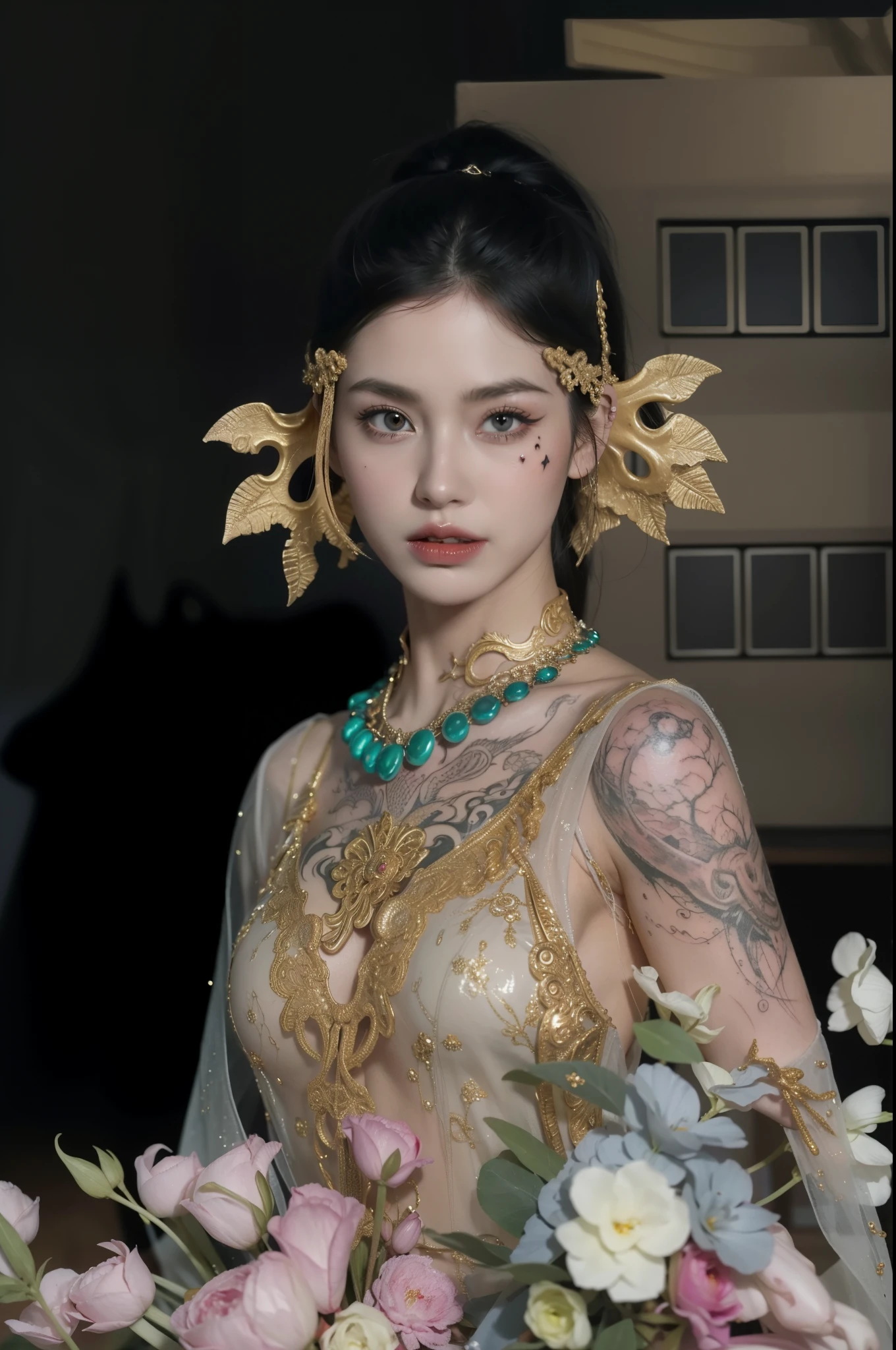Detailed image quality,pandora witch,wing, succubus theme,堕落Angel,Excellent,scary,secret horror,tentacle,have eyes,uncanny valley effect,little beast blood moon,skeleton,vampire,Hellfire,Dark Queen,Angel,magician magic witch,black tattoo(whole body),The tattoo is very three-dimensional,Gorgeous and intricate tattoo designs,