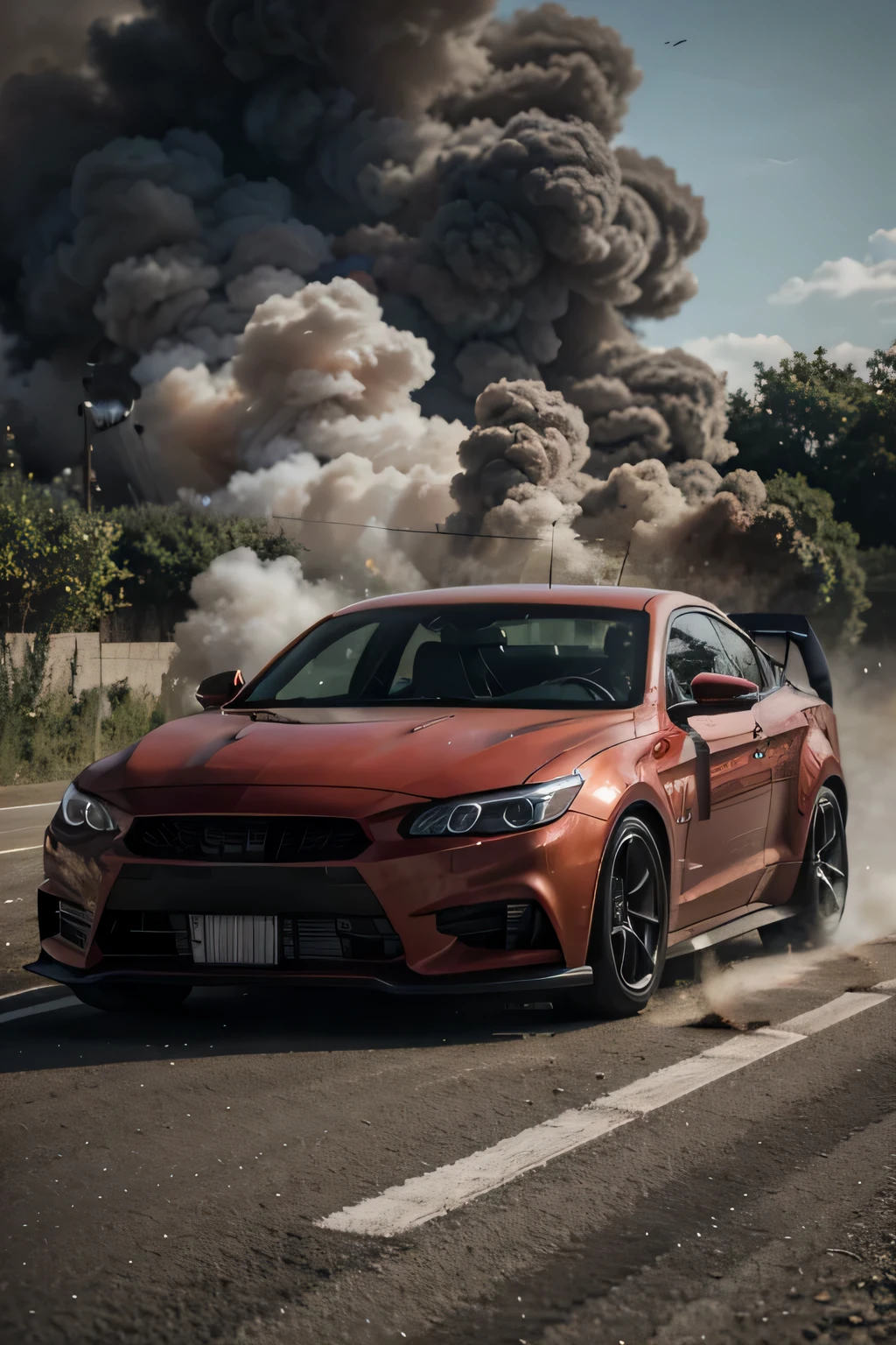 drifting car releasing a lot of smoke 8k UHD, dslr, alta qualidade, High definition, 4K, 8k