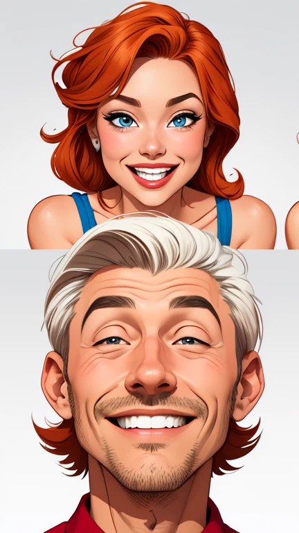 Happy man and woman couple with beautiful smile Cartoon style digital illustration white background