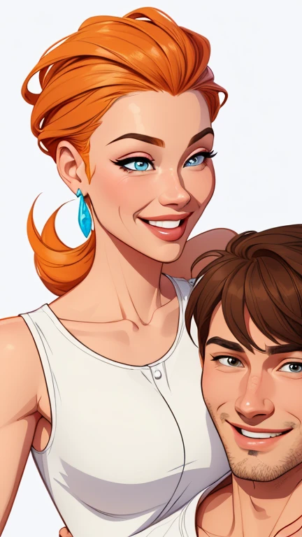 Couple style Cartoon style digital illustration of happy man and woman with beautiful smile Cartoon style digital illustration white background