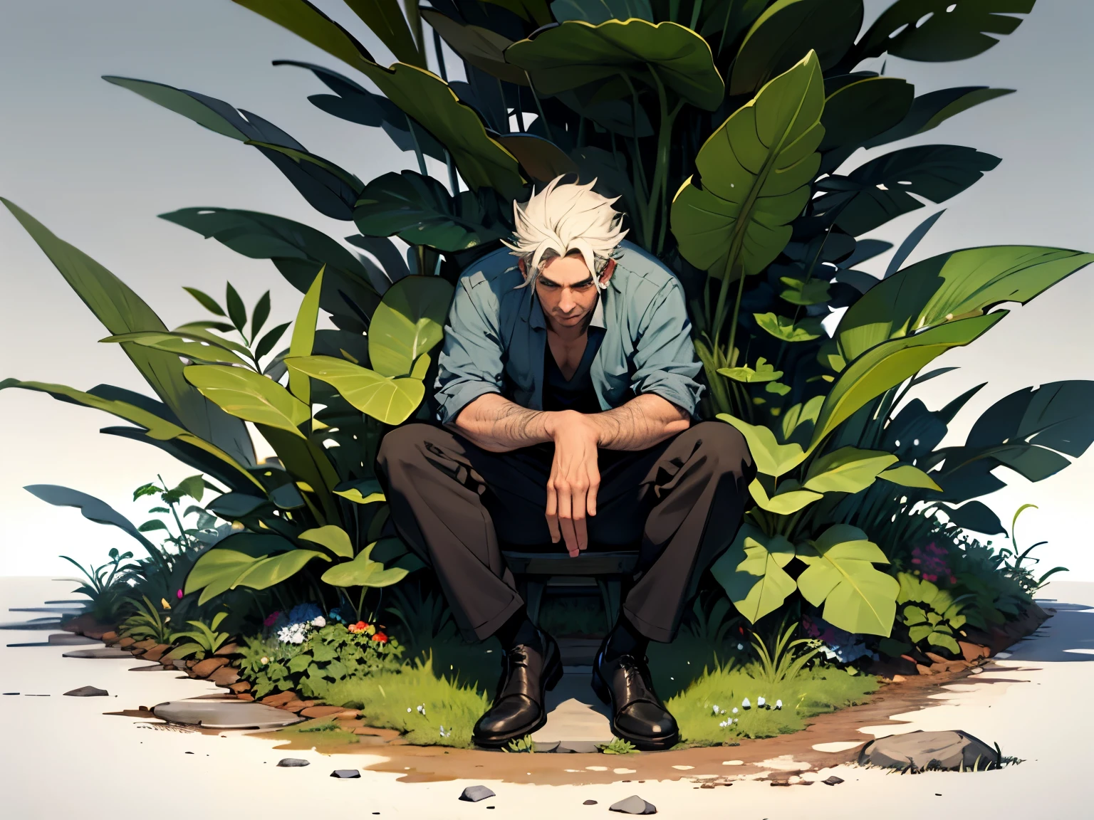 Man looking the vegetacion