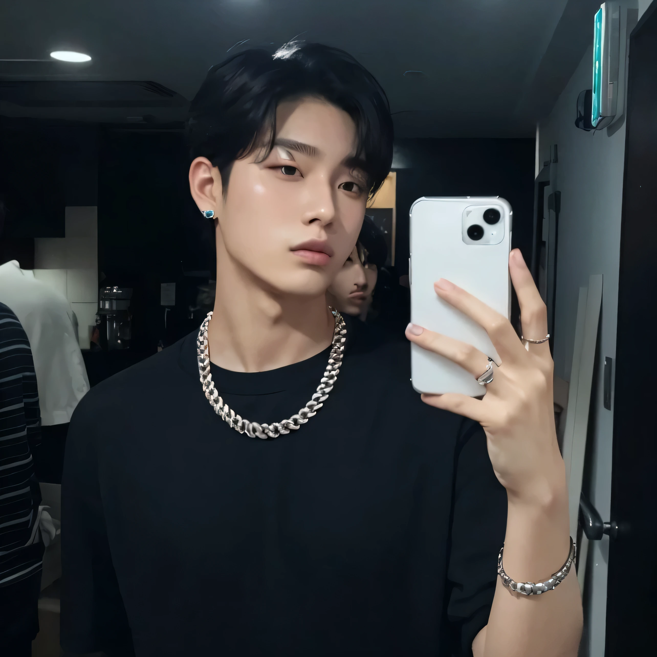 araffado man taking a selfie in a mirror with a cell phone, Cai Xu Kun, jinyoung shin, jungkook, kim doyoung, hyung tae, pintar ulzzang, aesthetic jinyoung pimple, Hong June Hyung, kim taejin, hombre surcoreano, Jung Jaehyun, Won Bin Lee, 22 years, 1 7-year-old boy with a thin face