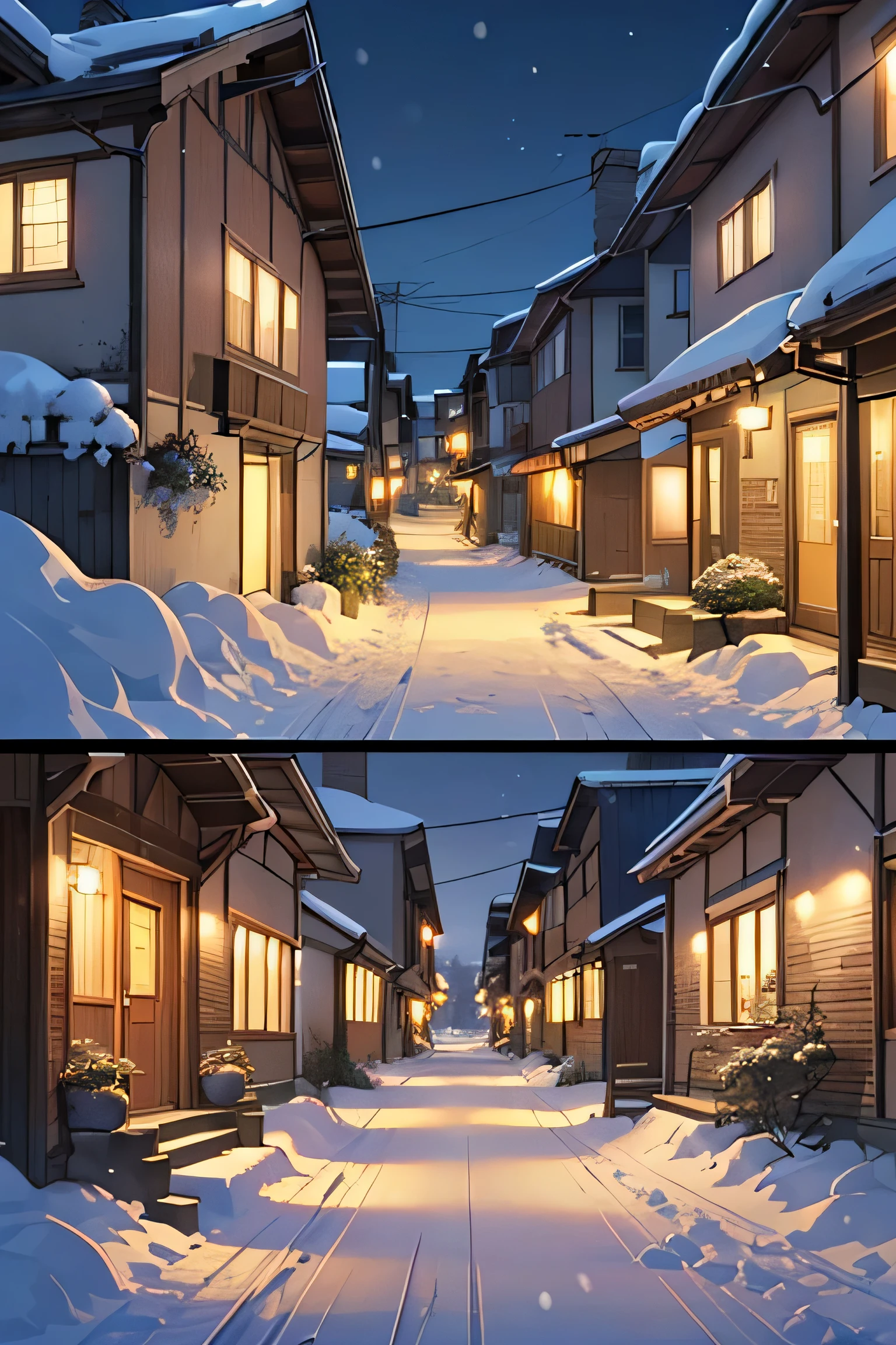 ((best quality)), ((masterpiece)), (detailed), 
Village within a village, Snowy weather, large fields, wide streets,rich houses ,good people ,osh city ,Nariman village, wide and big streets(100,0),the houses are warm and cozy ,lights are on in houses, people sleep comfortably 