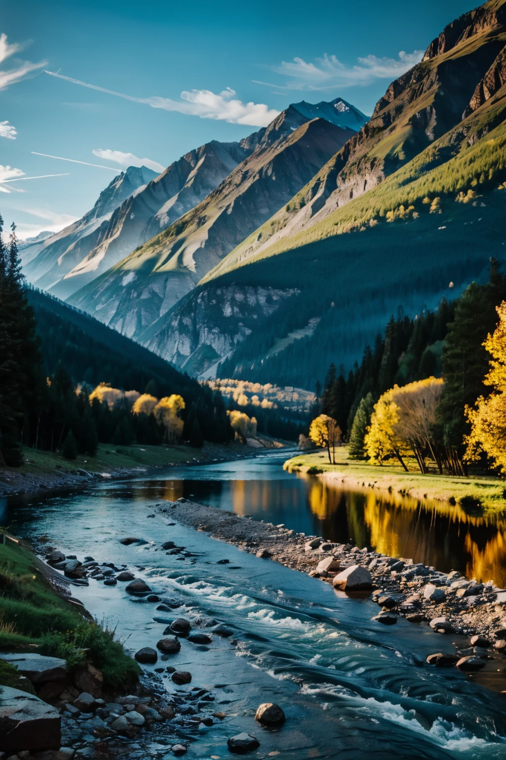 Mountain,　river, wood,Natural landscape,Image size 2:3