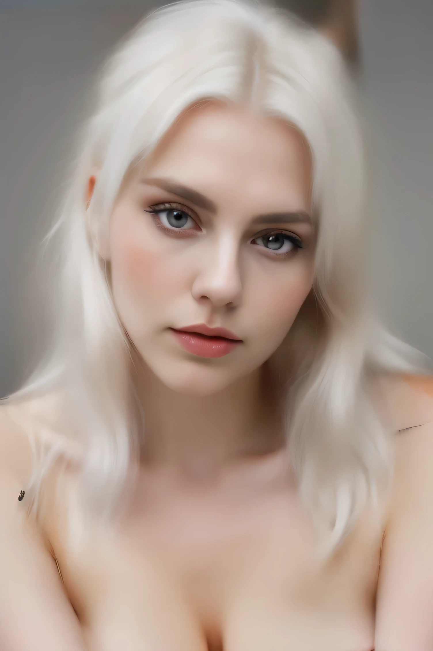 young adult scandinavian woman, ,stunning, white hair,flipped hair, light makeup, full parted lips, big eyes