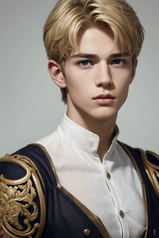 Photorealistic, ((best quality)), ((masterpiece)), (detailed), masculine portrait of a young dark medieval prince, 18-year-old male models, professional lighting, handsome 1boy , (thin lips:1.3), masterpiece, pale skin,(strong jaw:1), Portrait of a 18 year old young man, medieval clothing holder, medieval European prince clothing, white skin, extremely pale skin, blonde boy, european boy, blonde hair, nordic young boy, nordic blonde, handsome supermodel, Greek profile, young greek god, sublime beauty, delicate facial features, beautiful facial features, Greek face, strong jaw, attractive boy, , cinematographic, best quality, sharpness, focus on the boy, anatomical perfection, golden ratio, commercial, perfect symmetry, facial symmetry, body symmetry, cinematographic light, ultra detailed, hyper realistic, strong jaw, beautiful eyes, cinematographic portrait, cinematographic quality, short hair