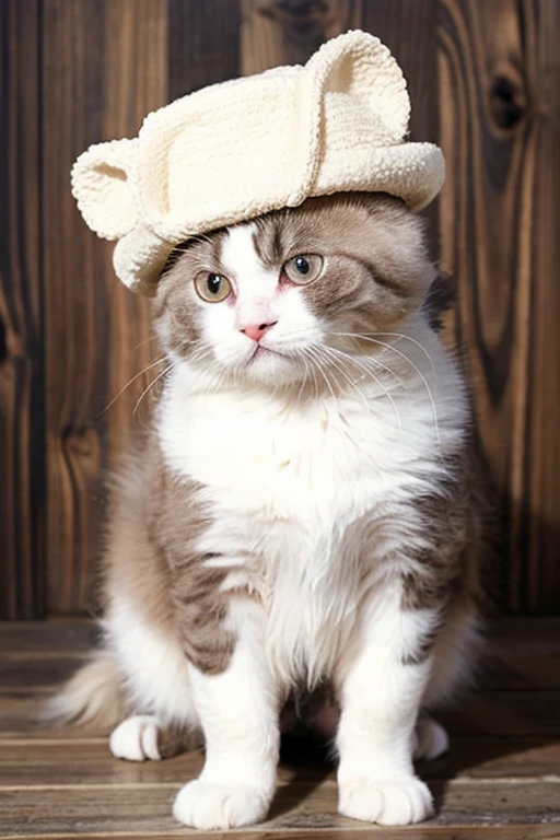 Fluffy Munchkin Cat Brown and White