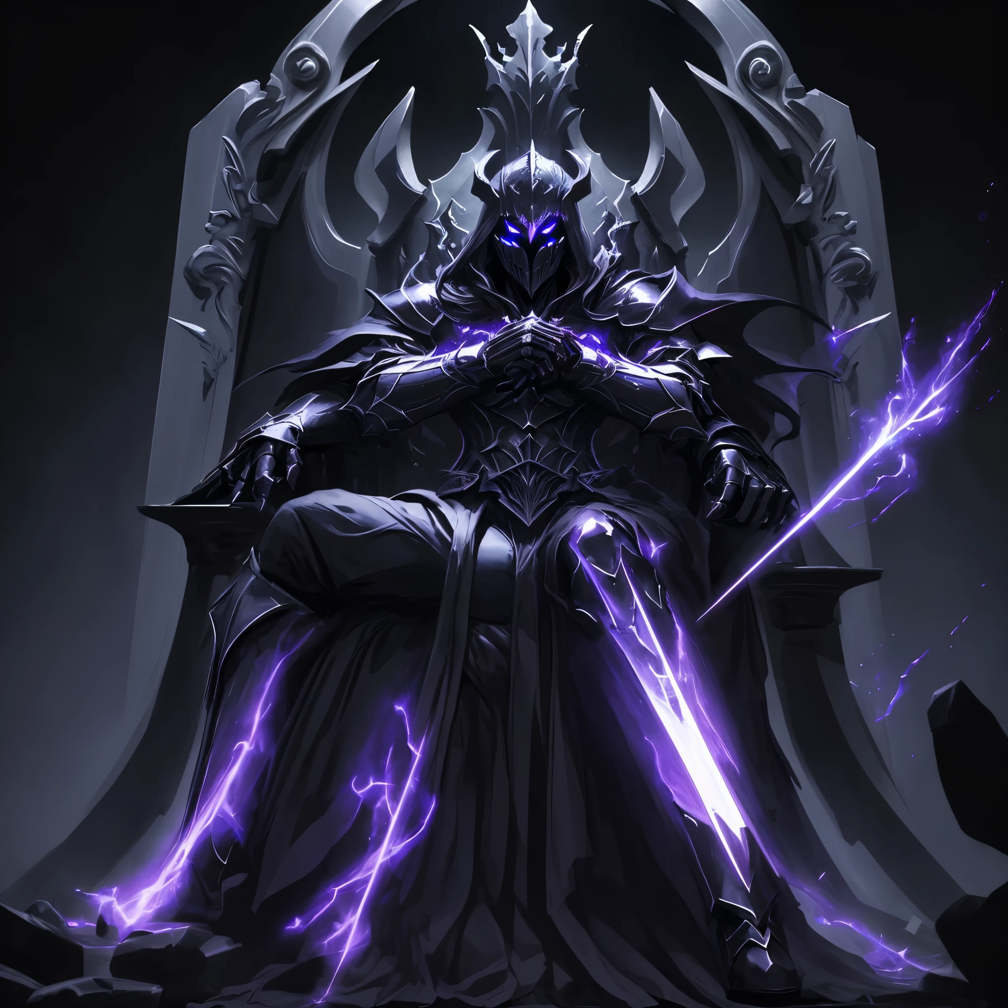 fusion of light and darkness, knight sits on the throne