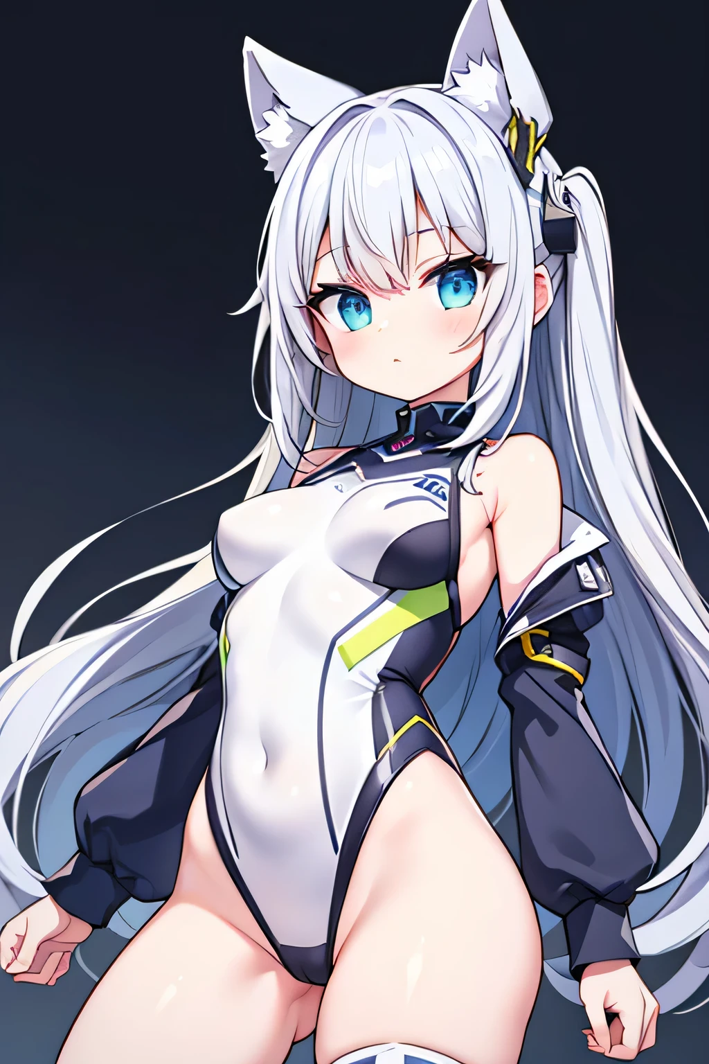 transformation heroine cyber- leotard gray hair
