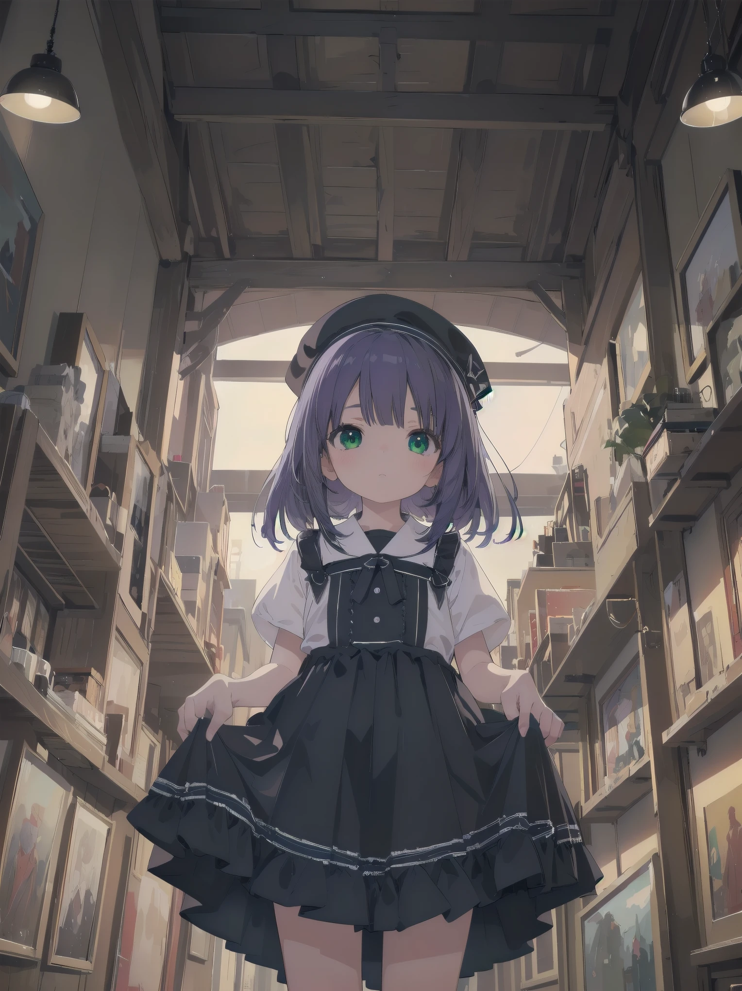 best quality, ultra-detailed, masterpiece,finely detail, high res, 8k wallpaper, best quality, highres, looking up from below, ((a girl, 8years old, loli)), bottomless, lift up skirt, casual dress, blush, crowded room,, BREAK (masterpiece:1.2), (illustration:0.8), extremely detailed face, perfect lighting, extremely detailed CG, (perfect hands, perfect anatomy), (masterpiece, best_quality, ultra-detailed, immaculate:1.3), epic, illustration, render,
.,Blue-purple hair, green eyes,