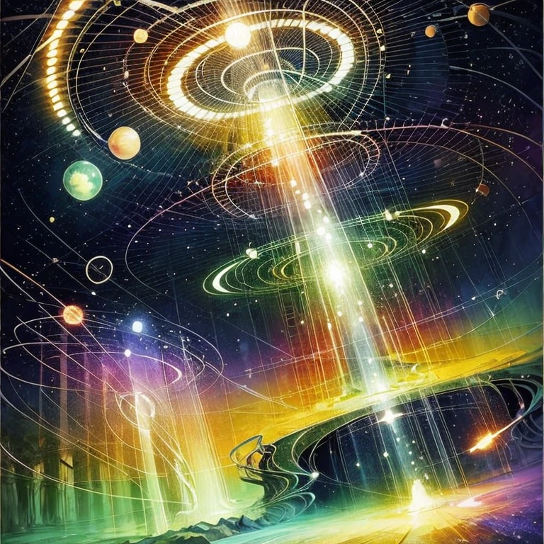 (masterpiece, best quality:1.2), a magic power landscape, magic, fantasy, expanding landscape, detailed background, colorful, vibrant, wallpaper