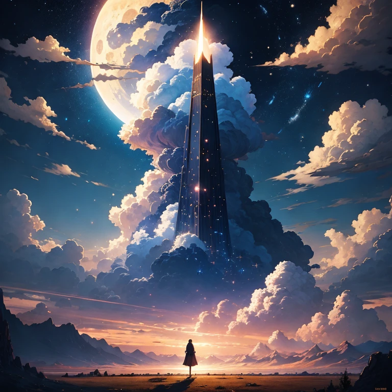 (masterpiece, best quality:1.2), a sky is full of fantasy moon and cloud, cinematic background, ethereal, aesthetic, cinematic scene, cinematic light, light effects, expanding landscape photography, wallpaper