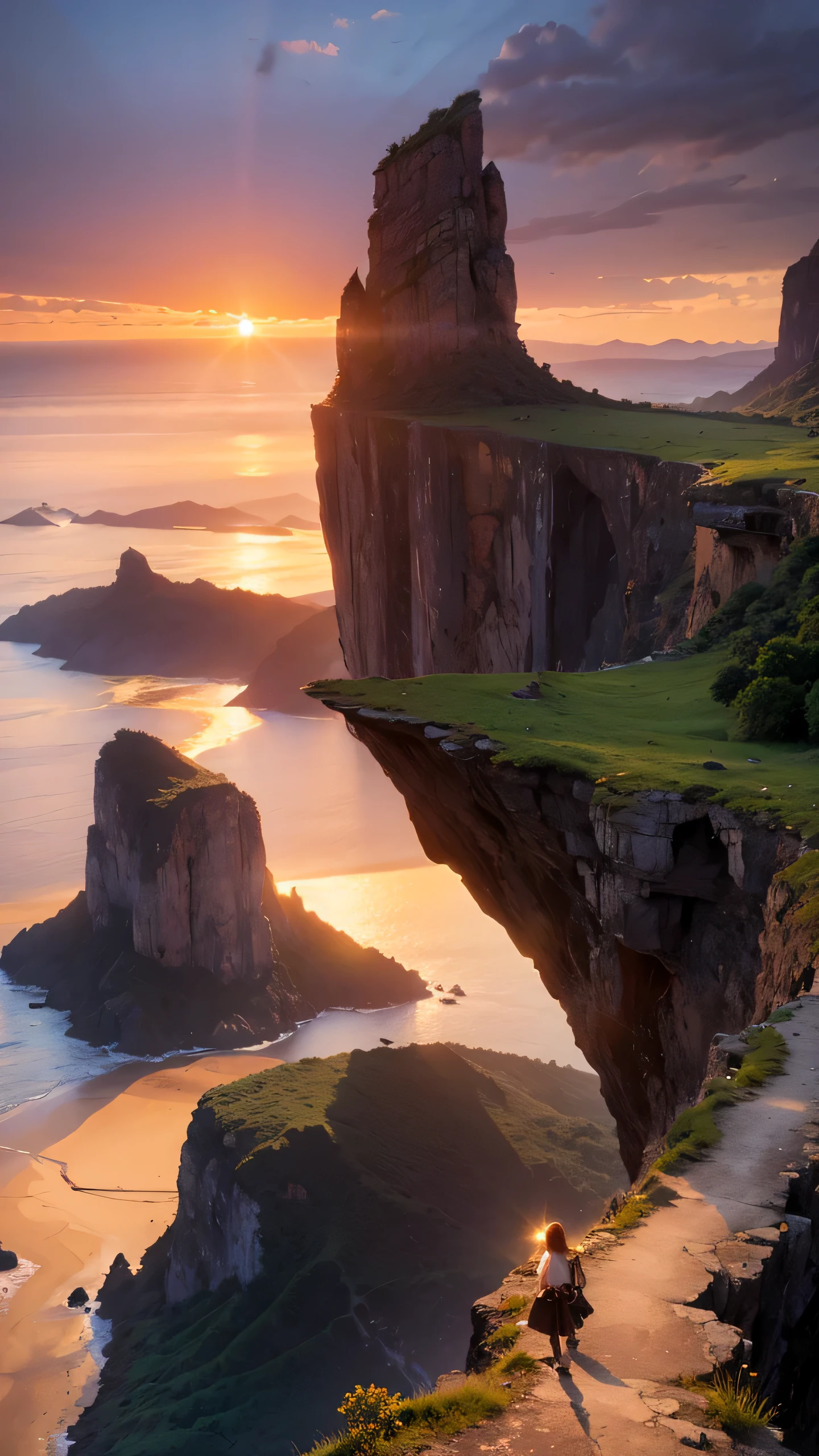 Highest image quality,fantasy,cliff,sunset