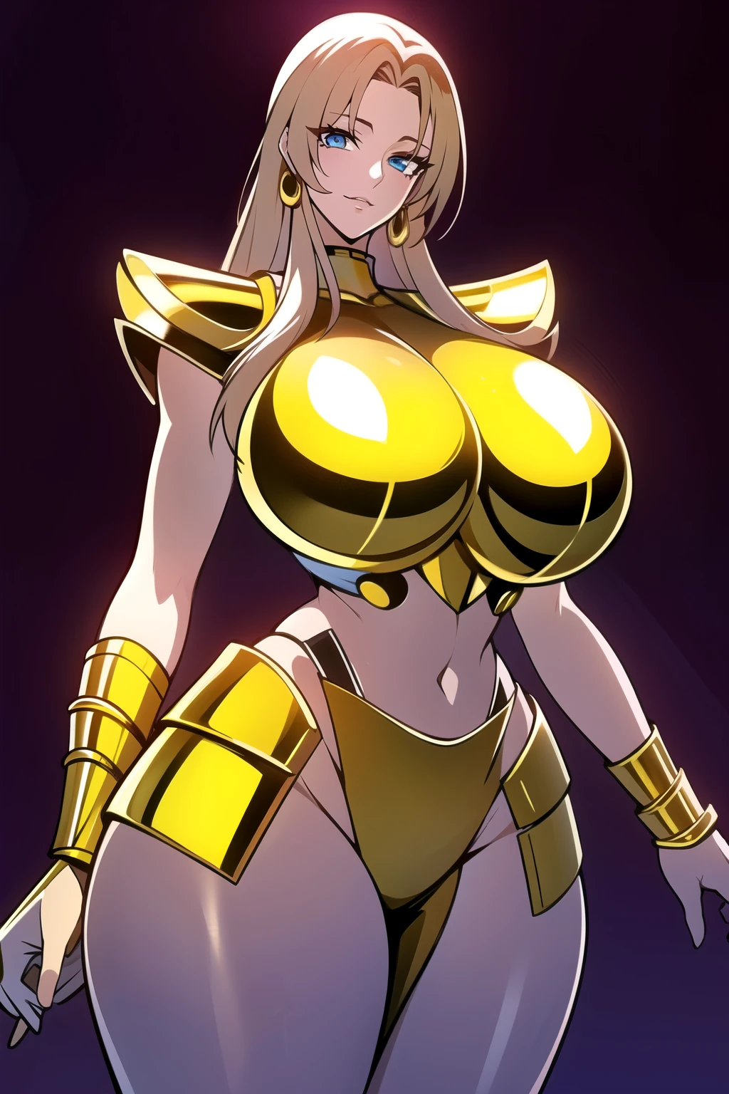 ultra realistic 8k cg, masterpiece, ((ultra detailed background,  intricate detail, highly detailed, fine details best quality, hyperdetailed face)), gigantic breasts ,beautiful lighting, absurdres, BoaHancockV2,  1girl, solo, (blonde hair), long hair, jewelry, closed mouth, ), ((Wearing shiny gold armor: 1.4)， (Saint Seiya Armor: 1.4), curvy, midriff, curvy, thighs, shiny clothes), blue eyes, complex detailed background, inside, luxury palace), ((cowboy shot)), curvy, (gigantic breasts: 1.1), seductive smile, cowboy shot,