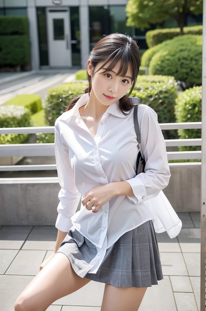 Japanese beauty、A slip is visible from under her office uniform., Not wearing a skirt, business clothes, woman wearing office dress, Work clothes, Work clothes, catalog photo, from me, Detailed image, business clothes装, Image Center, grey, white underwear、The white slip is visible、A white chemise is visible、