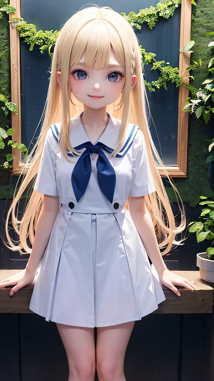 ((masterpiece))((Highest quality))girl、smile、blush、Flat Chest、Are thin、、low length、Blonde、Long twin tails、Embarrassed、Are standing、Angel's wing、Angel clothes、Whole body image、Even your toes are visible、Eye level on face、front、No background、mayonnaise、真frontのアングル