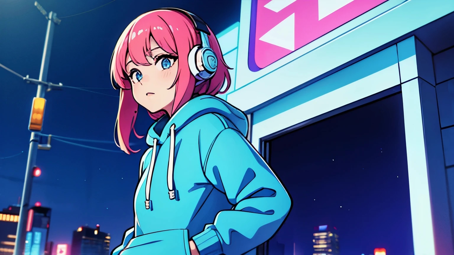 city pop hoodie girl headphone 80's style