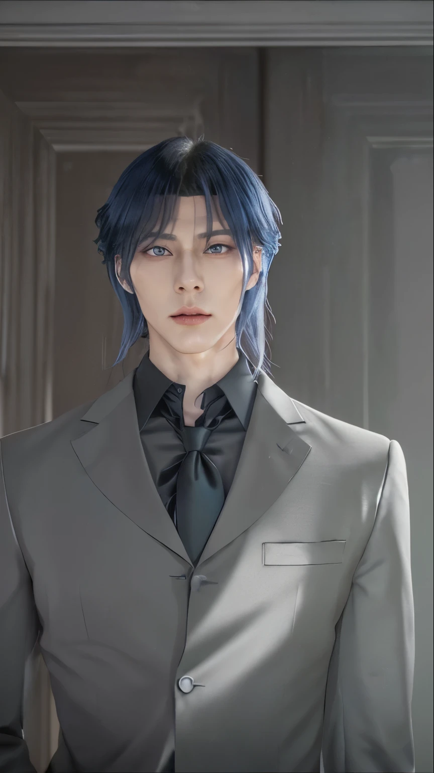anime - style image of a man in a suit and tie, delicate androgynous prince, beautiful androgynous prince, anime handsome man, handsome guy in demon slayer art, anime portrait of a handsome man, male anime character, manhwa, tall anime guy with blue eyes, handsome prince, inspired by jeonseok lee, handsome male vampire, inspired by Zhang Han