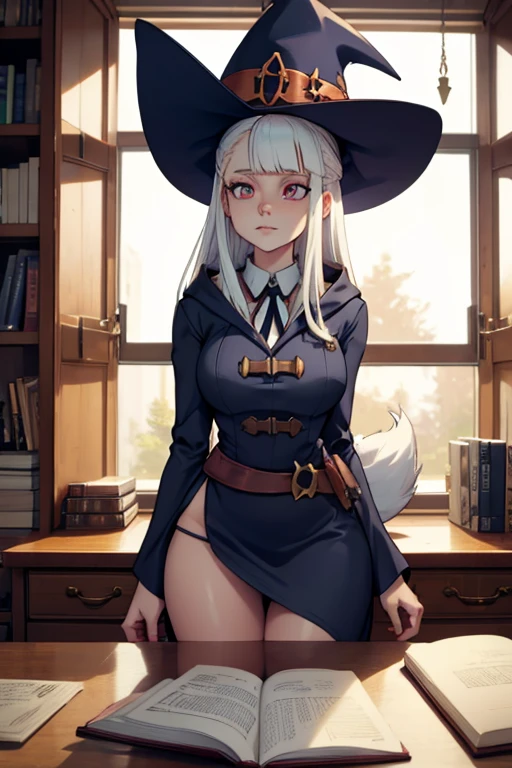((corps entier 5.5, plan large 2.5)), from behind、from behind、on all fours,(masterpiece, best quality:1.4), absurdres, highres, ultra detailed, beautiful, (witch), (perfect face, detailed face, beautiful:1.3),(natural breasts, cleavage), collarbone, fingerless gloves, gloves,spaghetti strap top, black pencil skirt, tight, over the knee skirt, hat, elegant witch outfit, thighhighs, thick thighs, thighs, multiple belts, More detailed 8K.motor irreal:1.4,UHD,La mejor calidad:1.4, fotorrealista:1.4, textura de la piel:1.4, obra maestra:1.8,obra-prima, mejor calidad,objeto Objeto], (detailed face features:1.3),(manos detailed)