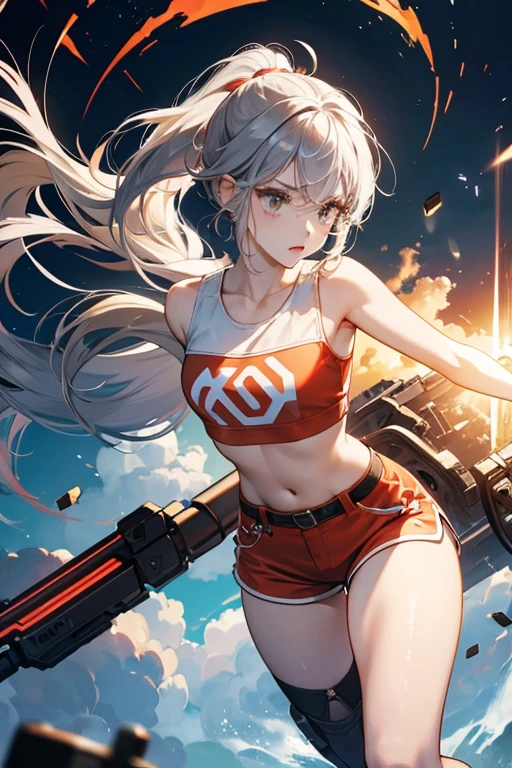 CJ is a cloud-humanoid with white skin and a cloud-like head and "hair" that looks as if it's tied in a ponytail with a big bushy fringe on top.
She wears a red-orange and white-striped tank top, brown shorts, and small black boots. When upset or angry, her skin turns a reddish-grey and her entire body becomes a giant storm cloud. SPARKLE; GLITTER