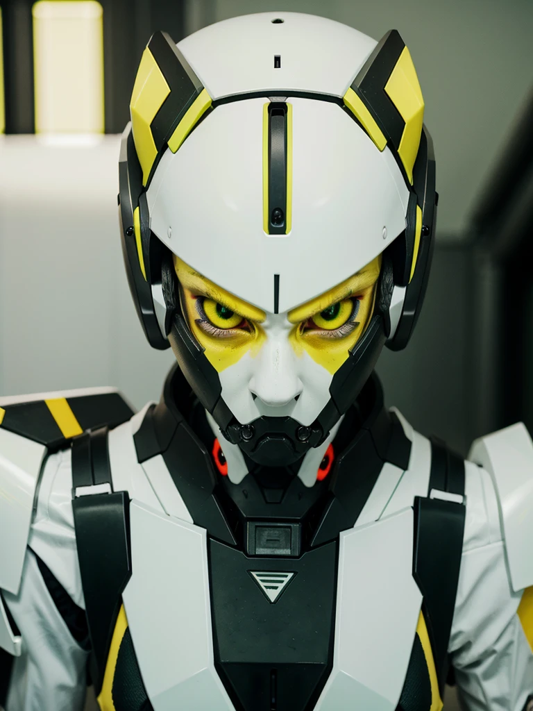 If nullpointer error was an evil robot, ((green, white, black, yellow)), red eyes