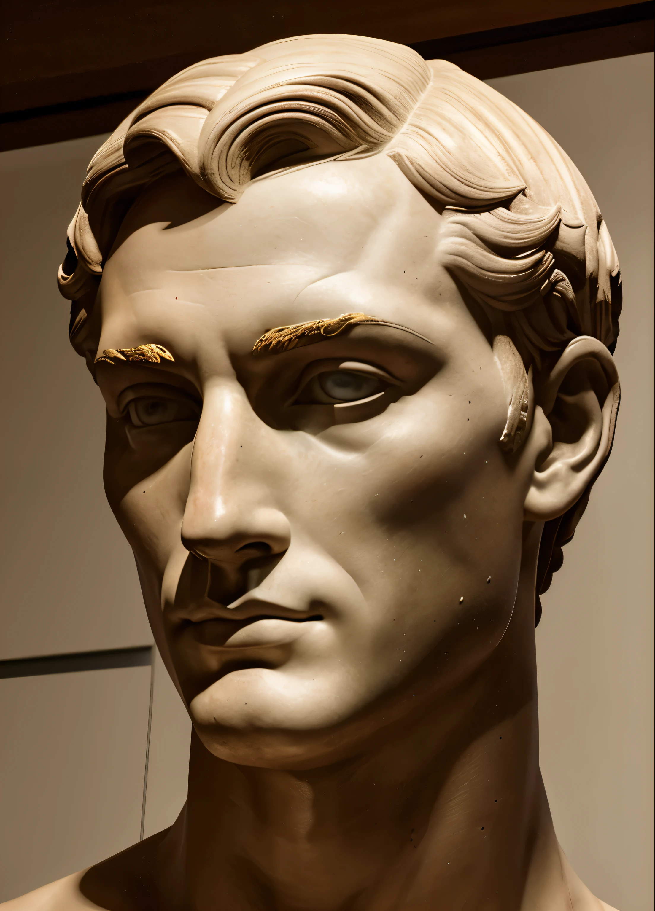 O ROSTO DE UM HOMEM PARECIDO COM DAVID, DE MICHELANGELO, ESTILO ART POP