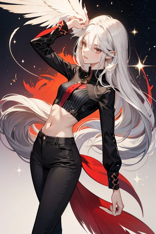 Margaret is an anthropomorphic robin . She has red and white feathers, with the lower portion of her head and the front of her body being white and her hair, arms, back, and tail feathers being red, with a brown, comma shaped marking on each side of her head. She has a grey, curved beak, and long, skinny grey legs with two toes and skinny black stripes (although her legs and hips occasionally look curvier when she wears long pants). She also has long eyelashes. Similar to Mordecai she has crested hair, albeit in a slightly longer and curved style. SPARKLE; GLITTER