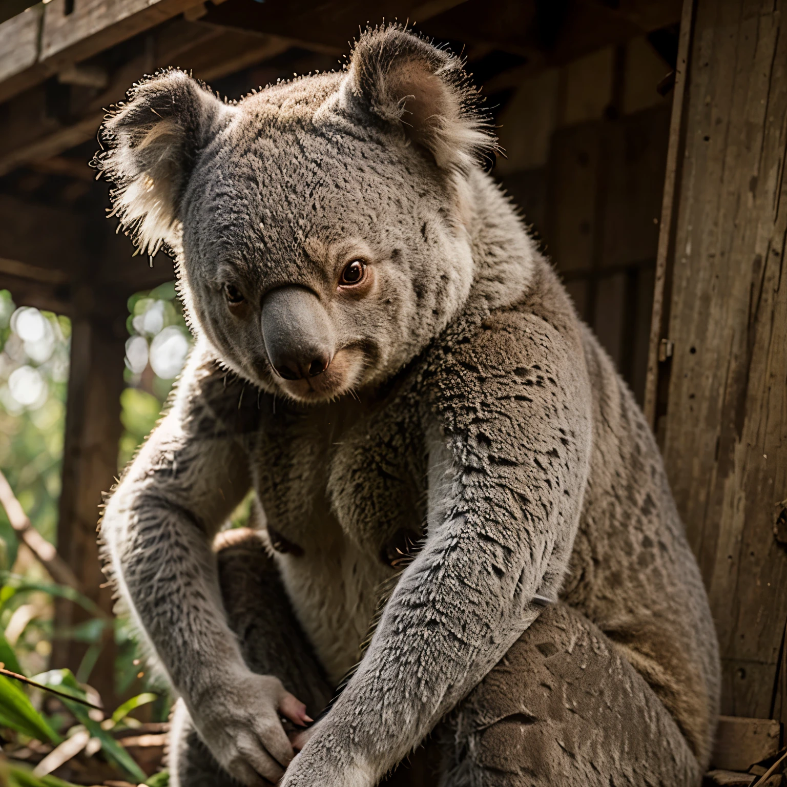 (most realistic,high-quality) koala detective doing a job