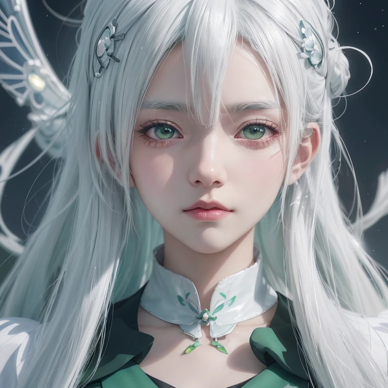 Anime girl with white hair and green eyes, detailed digital anime art, anime style 4k, white haired god, Anime Art Wallpaper 4K, anime art wallpaper 4k, Best Anime 4K Kona-chan Wallpaper, anime art wallpaper 8k, detailed anime artwork, detailed anime art, Detailed anime original drawing, anime wallpaper 4k, anime wallpaper 4k