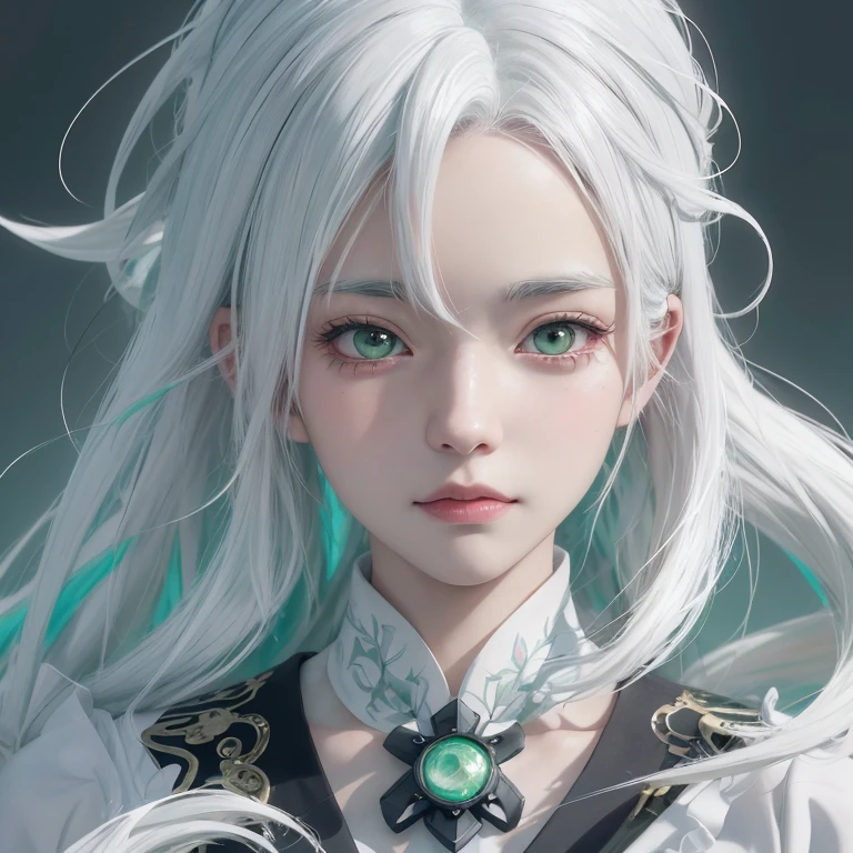 Anime girl with white hair and green eyes, detailed digital anime art, anime style 4k, white haired god, Anime Art Wallpaper 4K, anime art wallpaper 4k, Best Anime 4K Kona-chan Wallpaper, anime art wallpaper 8k, detailed anime artwork, detailed anime art, Detailed anime original drawing, anime wallpaper 4k, anime wallpaper 4k