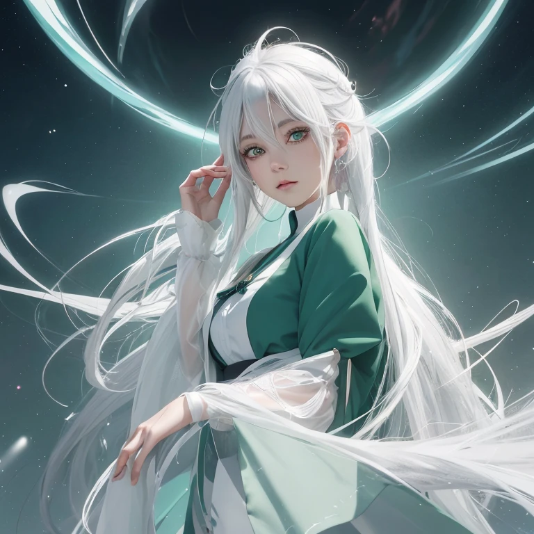 Anime girl with white hair and green eyes, detailed digital anime art, anime style 4k, white haired god, Anime Art Wallpaper 4K, anime art wallpaper 4k, Best Anime 4K Kona-chan Wallpaper, anime art wallpaper 8k, detailed anime artwork, detailed anime art, Detailed anime original drawing, anime wallpaper 4k, anime wallpaper 4k