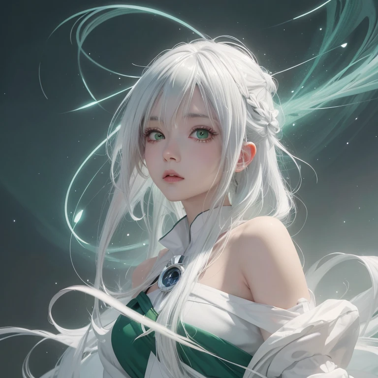 Anime girl with white hair and green eyes, detailed digital anime art, anime style 4k, white haired god, Anime Art Wallpaper 4K, anime art wallpaper 4k, Best Anime 4K Kona-chan Wallpaper, anime art wallpaper 8k, detailed anime artwork, detailed anime art, Detailed anime original drawing, anime wallpaper 4k, anime wallpaper 4k