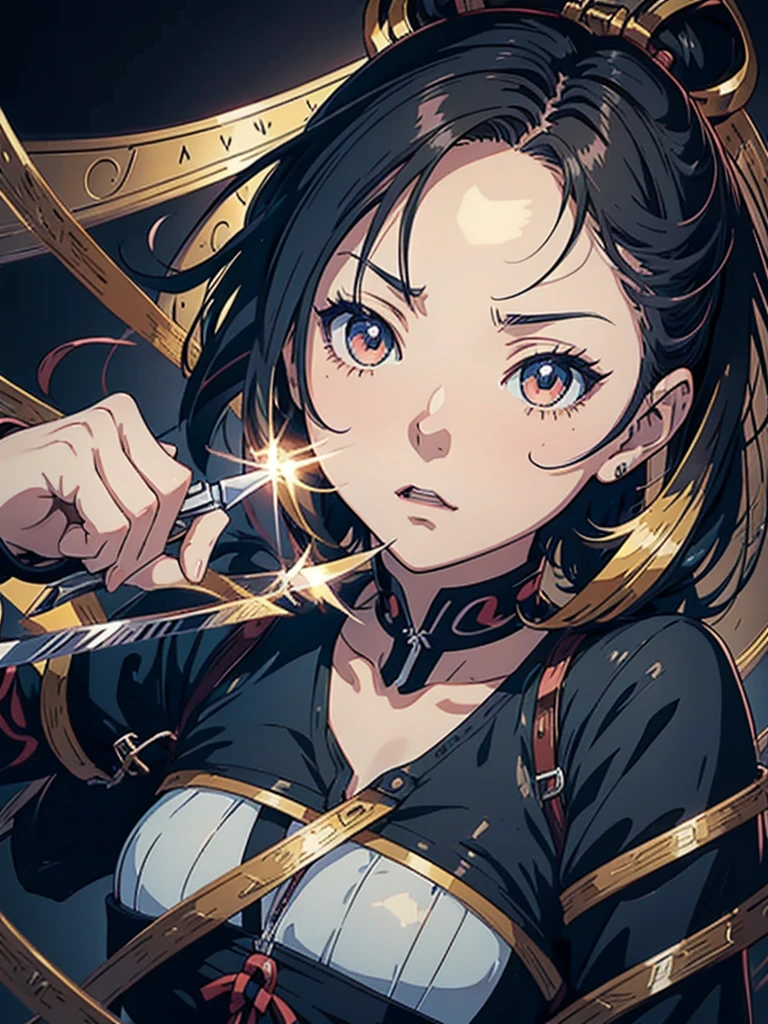 Anime girl with a surprised expression and scissors, Gwaites style artwork, digital anime illustration, detailed digital anime art, anime style digital art, digital anime art, stunning anime face portraits, :: loss draw, lost run style, loss draw portrait, beautiful digital artwork, Alice x. open, loss draw 1. 0