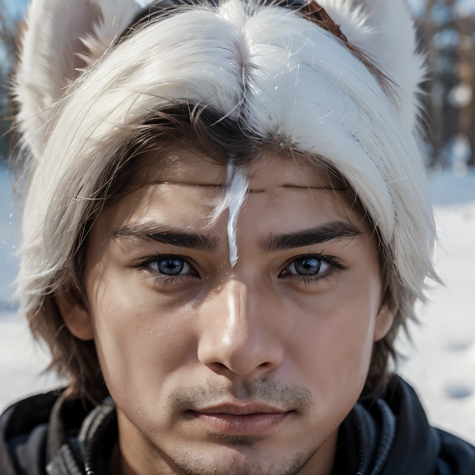 A boy that's poor with his dog(Siberian Husky)((detailed face))