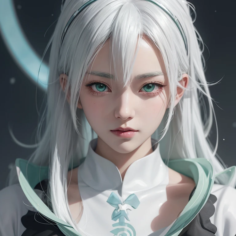 Anime girl with white hair and green eyes, detailed digital anime art, anime style 4k, white haired god, Anime Art Wallpaper 4K, anime art wallpaper 4k, Best Anime 4K Kona-chan Wallpaper, anime art wallpaper 8k, detailed anime artwork, detailed anime art, Detailed anime original drawing, anime wallpaper 4k, anime wallpaper 4k、dark skin、