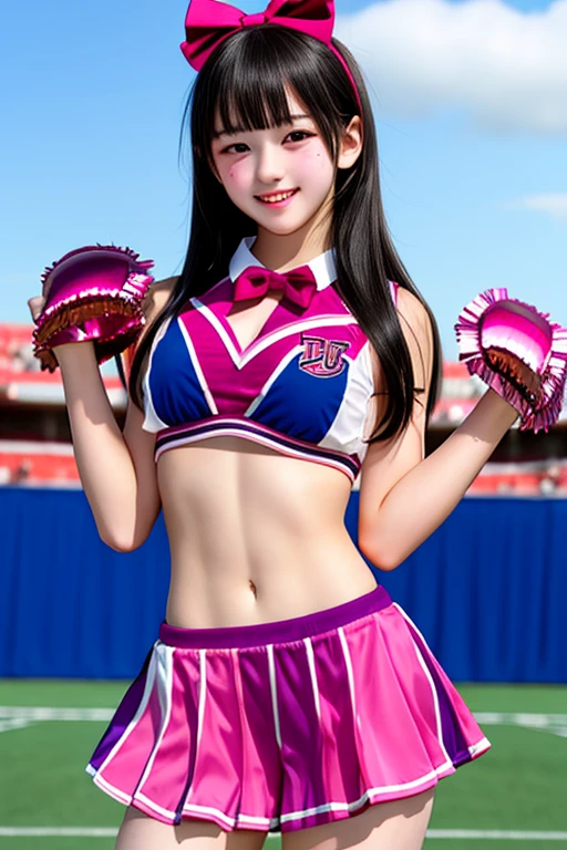 -yeld pucent girls dressed as sexy cheerleaders with their navels exposed