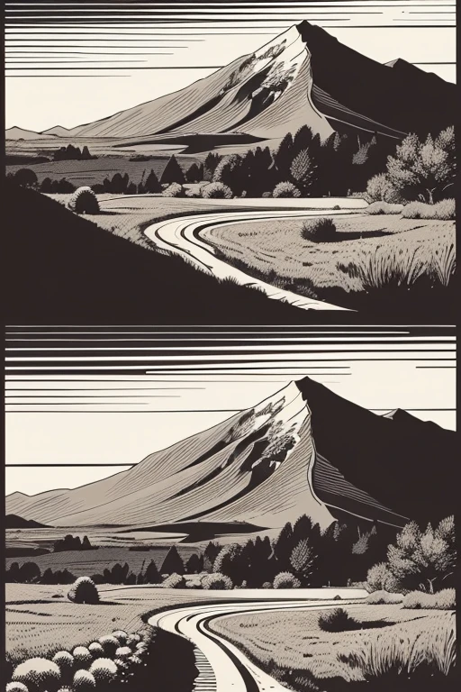 R - Roll: Act as an AI artist specialized in creating vector art.
I - Specific Instructions: Create a (woodcut style:1) high desert pastoral scene.
S - Specific Steps: 
   1. Use black and white colors only.
   2. Employ a monochrome (woodprint style:1).
   3. Base the artwork on Albrecht Dürer's style, focusing on his attention to detail and use of (hatching:1).
E - End Goal: The final product should be a detailed, high-contrast vector artwork that emulates the intricate style of Albrecht Dürer's prints.
N - Narrowing: The artwork must be suitable for printing at various sizes without loss of quality, hence the use of vector format.

