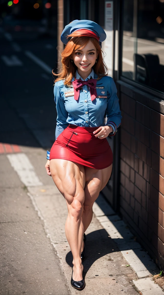 (Muscular:2.4), (thick thighs:2.4),
(ginger female:1.5), adult, red hair,
detailed eyes, clean skin, low key (DETAILED SKIN), (big smile:1.7),
(small breasts), hard nipples,
earrings, eyeshadow, lipstick,
choker, (stewardess outfit, stewardess hat, bare legs, bowtie:1.7), (pencil skirt:1.7),
(upper body view:1.7), (three quarter view:1.7), (looking at viewer), (from above:1.3),
airplane cabin, (dawn lighting), rim lighting, two tone lighting, dimly lit, bokeh