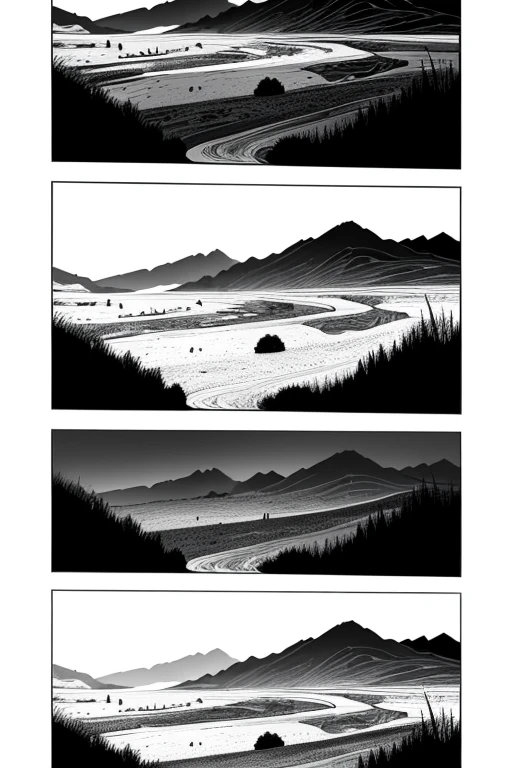 R - Roll: Act as an AI artist specialized in creating vector art.
I - Specific Instructions: Create a (woodcut style:1) high desert pastoral scene.
S - Specific Steps: 
   1. Use black and white colors only.
   2. Employ a monochrome (woodprint style:1).
   3. Base the artwork on Albrecht Dürer's style, focusing on his attention to detail and use of (hatching:1).
E - End Goal: The final product should be a detailed, high-contrast vector artwork that emulates the intricate style of Albrecht Dürer's prints.
N - Narrowing: The artwork must be suitable for printing at various sizes without loss of quality, hence the use of vector format.
